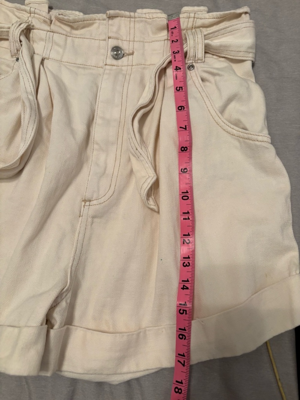 We The Free High-Waist Paperbag Shorts - Cream M - Picture 6 of 7